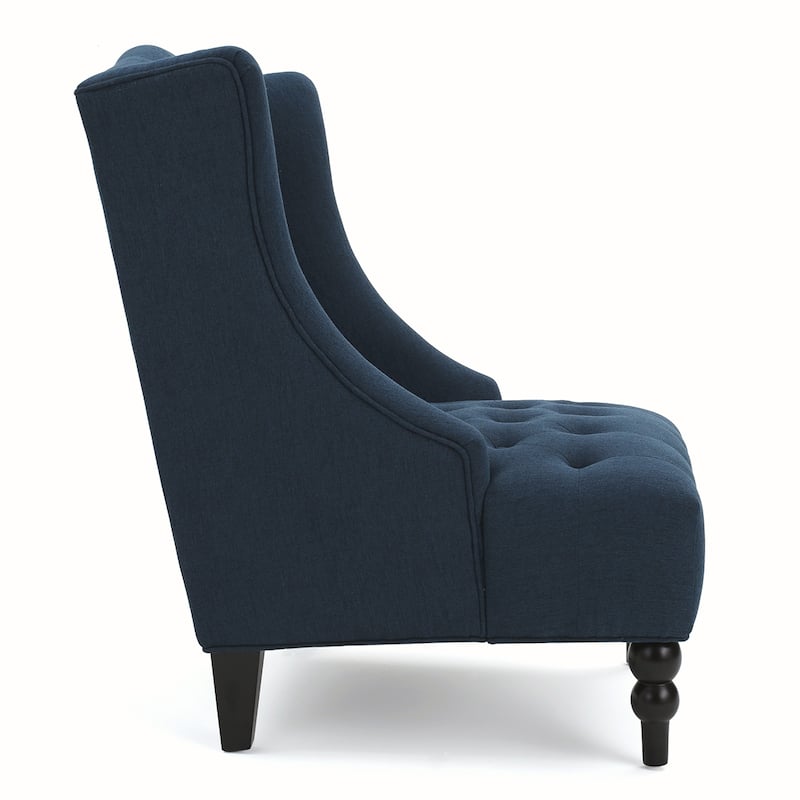Linen Wingback Chair With Wood Frame