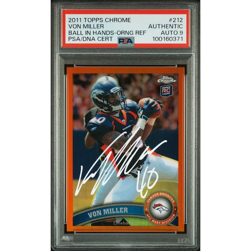 Von Miller 2011 Topps Chrome Orange Refractor Signed Card #212 Auto Graded PSA 9 - 8' x 11'