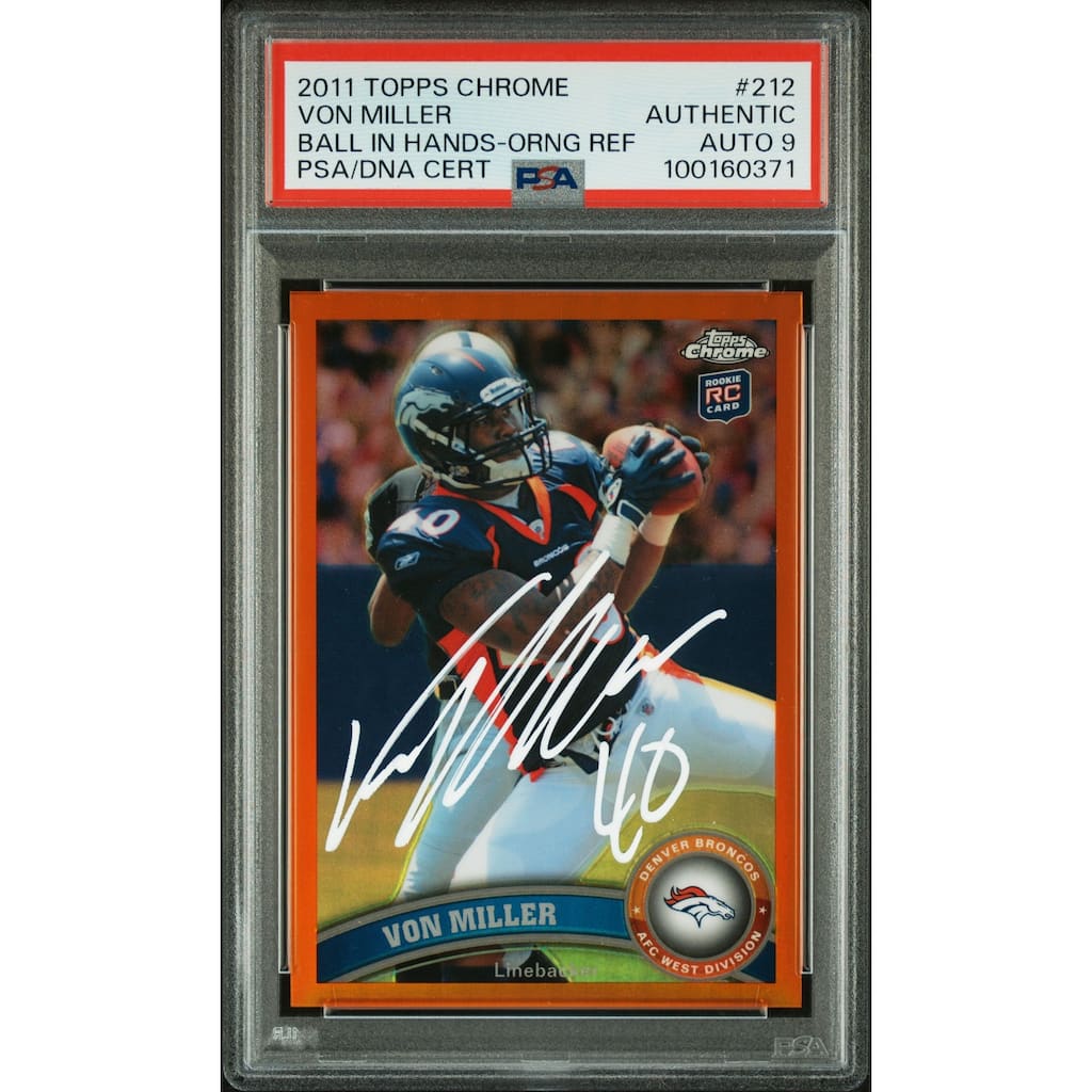 Von Miller 2011 Topps Chrome Orange Refractor Signed Card #212 Auto Graded PSA 9 - 8' x 11'