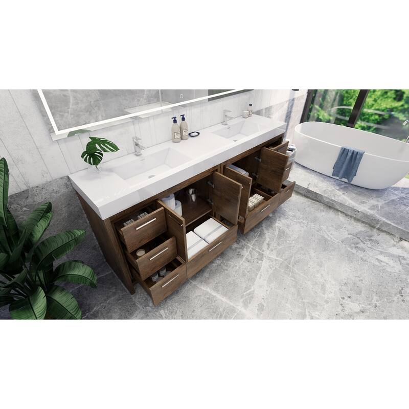 Dove 84'' Freestanding Vanity with Double Reinforced Acrylic Sink