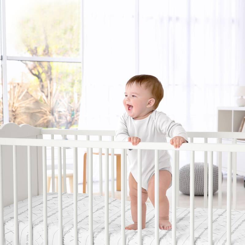 Sweet Jojo Designs Grey White Boho Tribal Forest Gray Woodland Forest Friends Unisex Boy or Girl Collection Fitted Crib Sheet