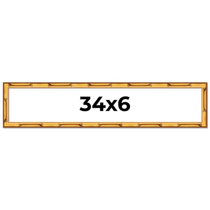 34x6 Frame Gold Bamboo Picture Frame Modern Photo Frame Includes UV Acrylic Shatter Guard Front Acid Free Foam Backing Board
