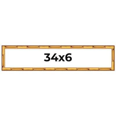 34x6 Frame Gold Bamboo Picture Frame Modern Photo Frame Includes UV Acrylic Shatter Guard Front Acid Free Foam Backing Board