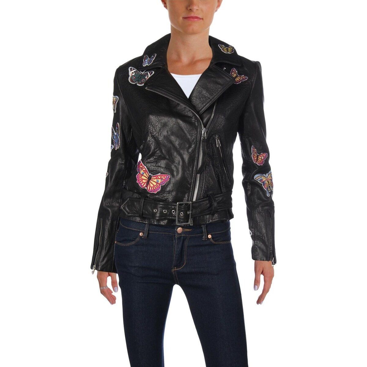 Shop Aqua Womens Butterfly Motorcycle Jacket Winter Leather