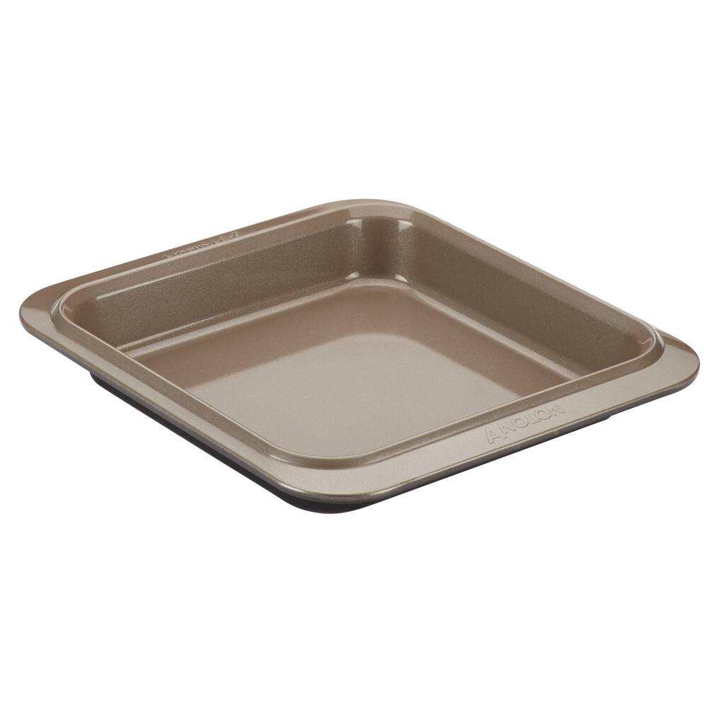 Anolon Eminence Nonstick Bakeware 9-Inch Square Cake Pan, Onyx with Umber Interior