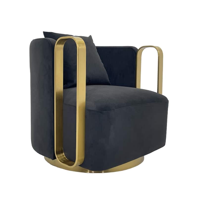 Accent Chair with Fabric cushion and Matte Gold Frame