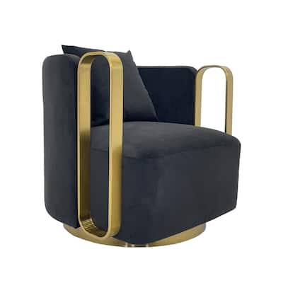 Accent Chair with Fabric cushion and Matte Gold Frame