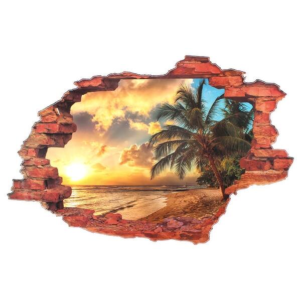 Shop 3d Seabeach Coconut Tree Scenery Pattern Art Decal Wall