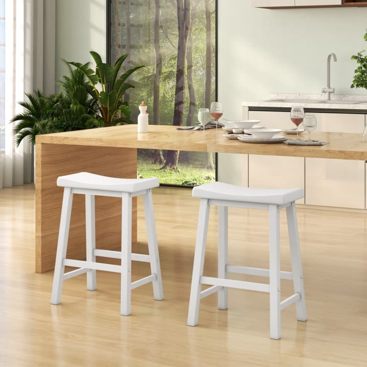 Set of 2 Classic 24 Inch Backless Counter Height Stools for Kitchens - 18" x 14" x 24" (L x W x H)