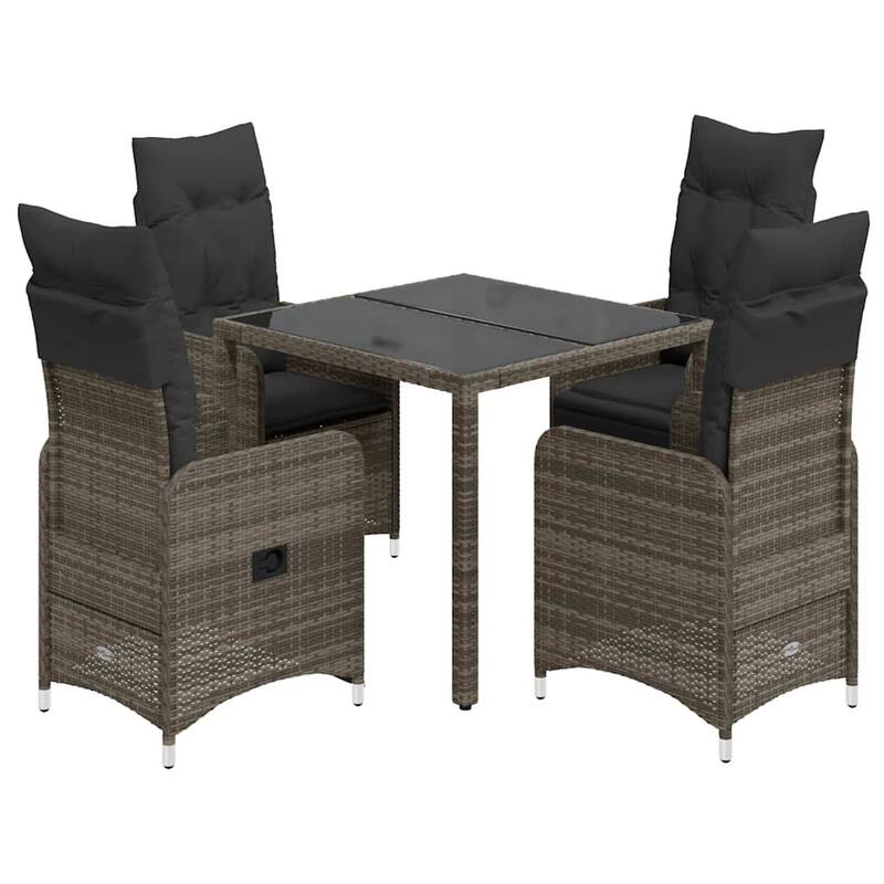 vidaXL Bistro Set Grey - 21.5 x 23.0 x 36.2 - Grey With footrest 4-seater