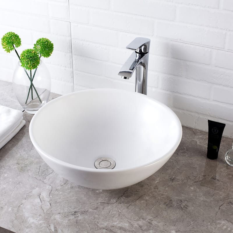 White Ceramic Oval Vessel Bathroom Sink