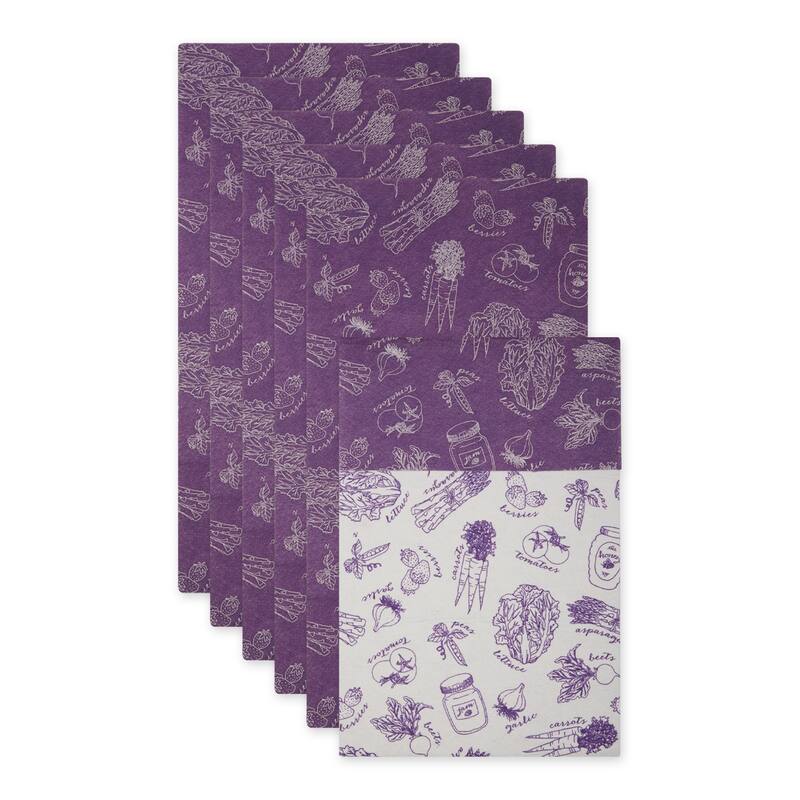 DII Nautical Blue Market Print Fridge Liner (Set of 6) - Eggplant Market