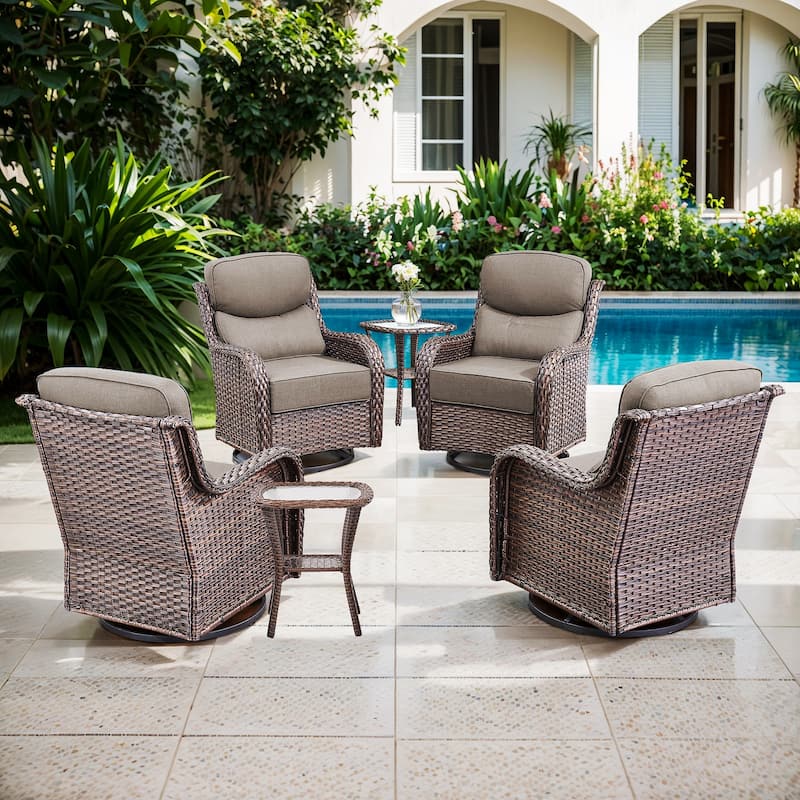 Gymojoy 6-Piece Patio Furniture Set with Swivel Glider Chairs, 6-Inch Ultra-Plush Cushions & Water-Resistant Olefin Fabric