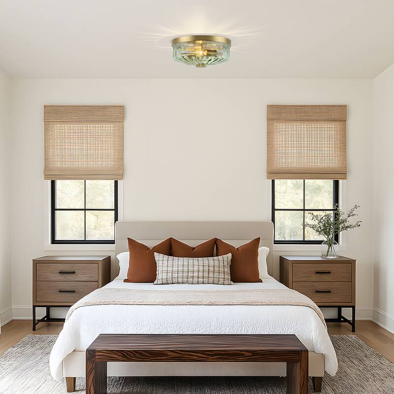 Starsky 2-Light Textured Glass Drum Flush Mount