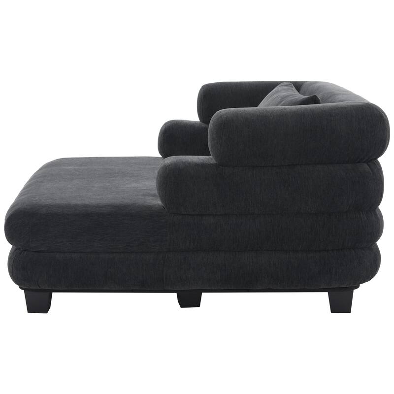 Roomfitters Oversized Modern Chaise Lounge Sofa Bed with Layered Armrests, Chenille Fabric