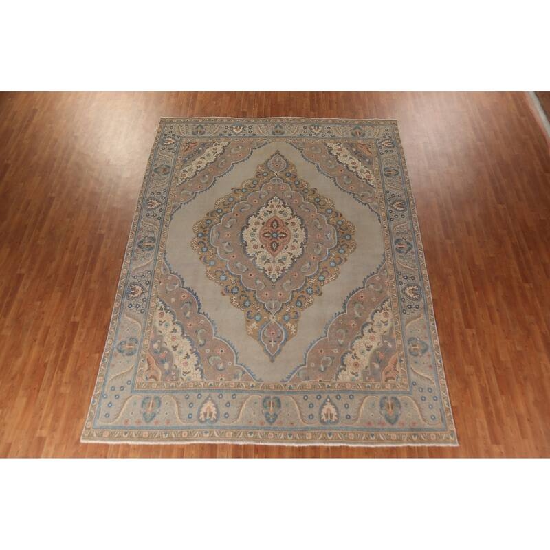 Tabriz Persian Vintage Area Rug Hand-Knotted Wool Carpet - 9'8"x 12'9"