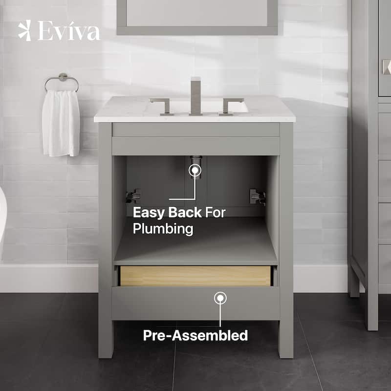 Aberdeen 30"W Bath Vanity with Carrara Quartz Top & Undermount Sink