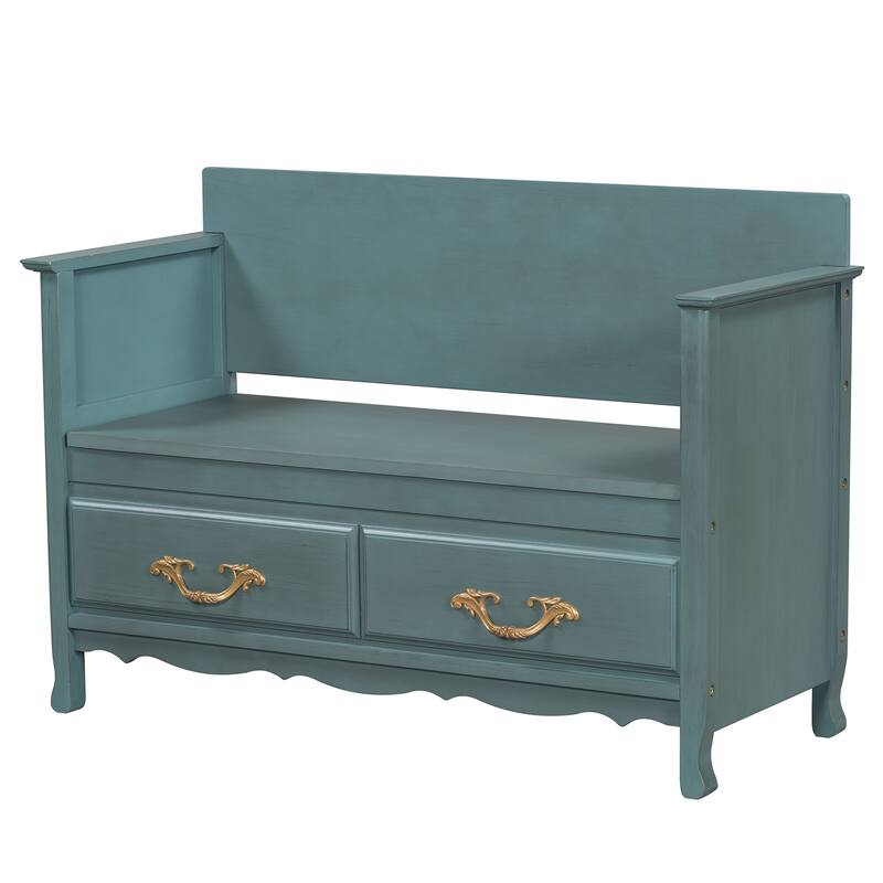 Shoe Bench with Removable Cushion,Hidden Storage and Back