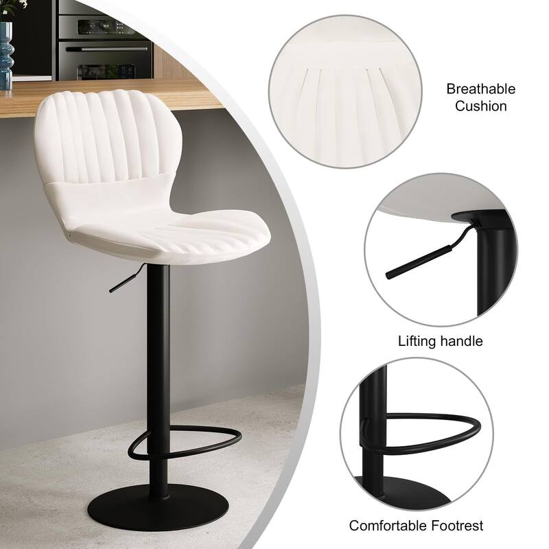Swivel Barstools, Kitchen Counter Height Bar Chairs with Armrest and Back for Bar