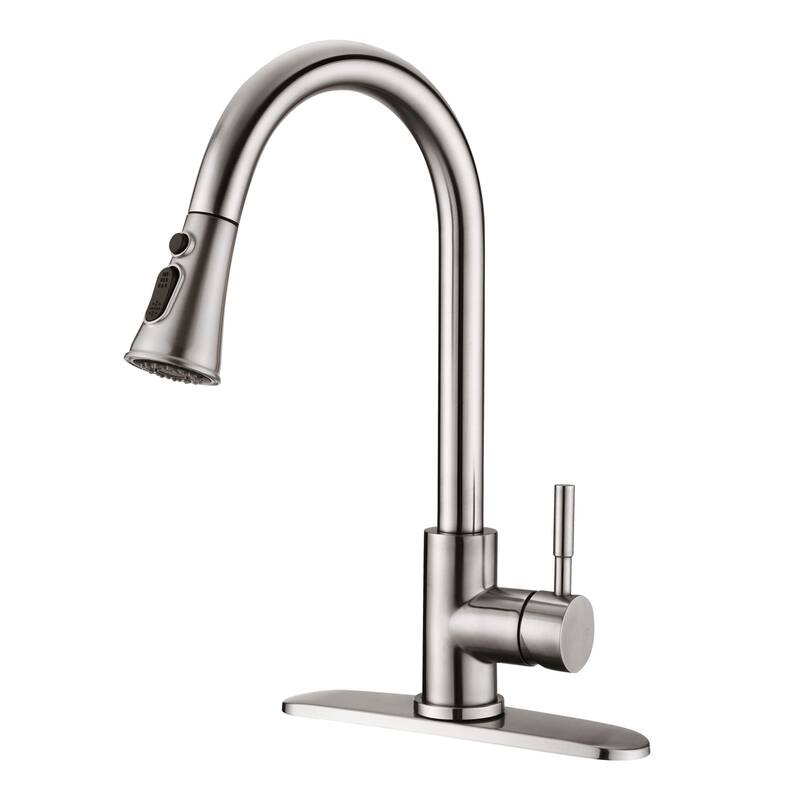 Proox Commercial Single Handle Pull Down Sprayer Kitchen Sink Faucet - Brushed Nickel