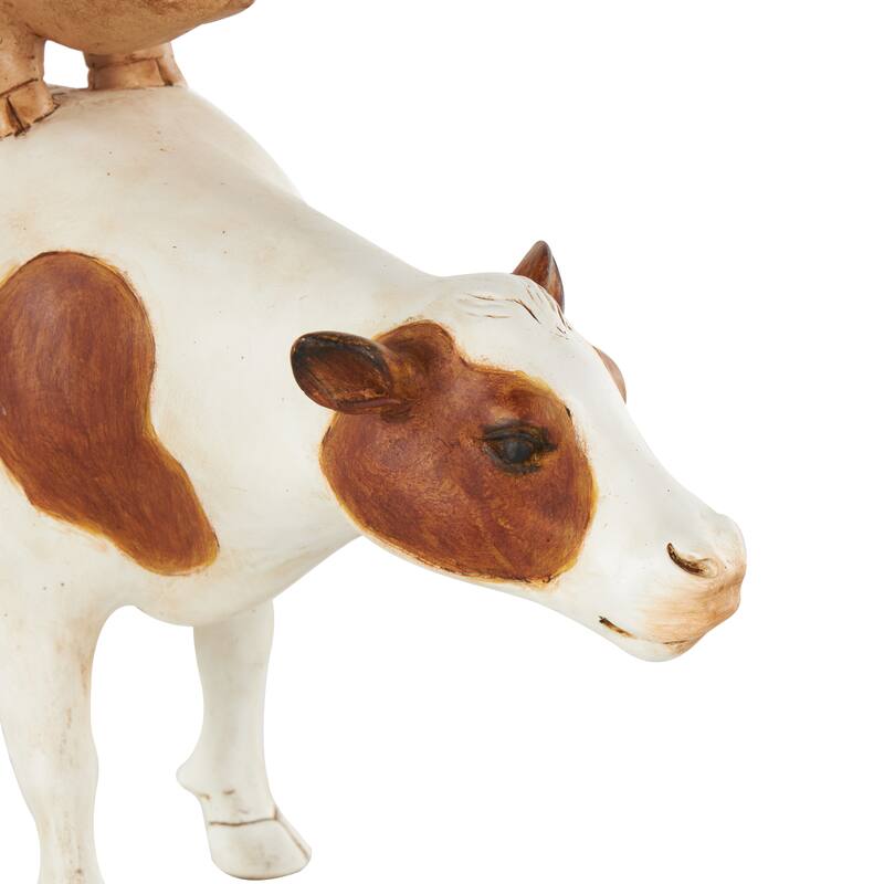Resin Stacked Farm Animals Decorative Sculpture - Multi Colored or Brown