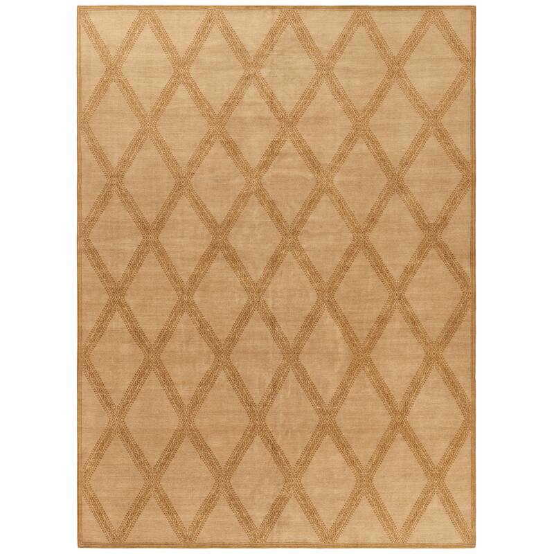 SAFAVIEH Couture Hand-knotted Kerti Wool/ Silk Rug - 6' x 9' - Sandstone