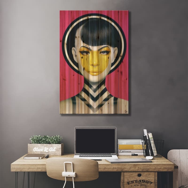 Yell Print On Wood by Giulio Rossi - Multi-Color