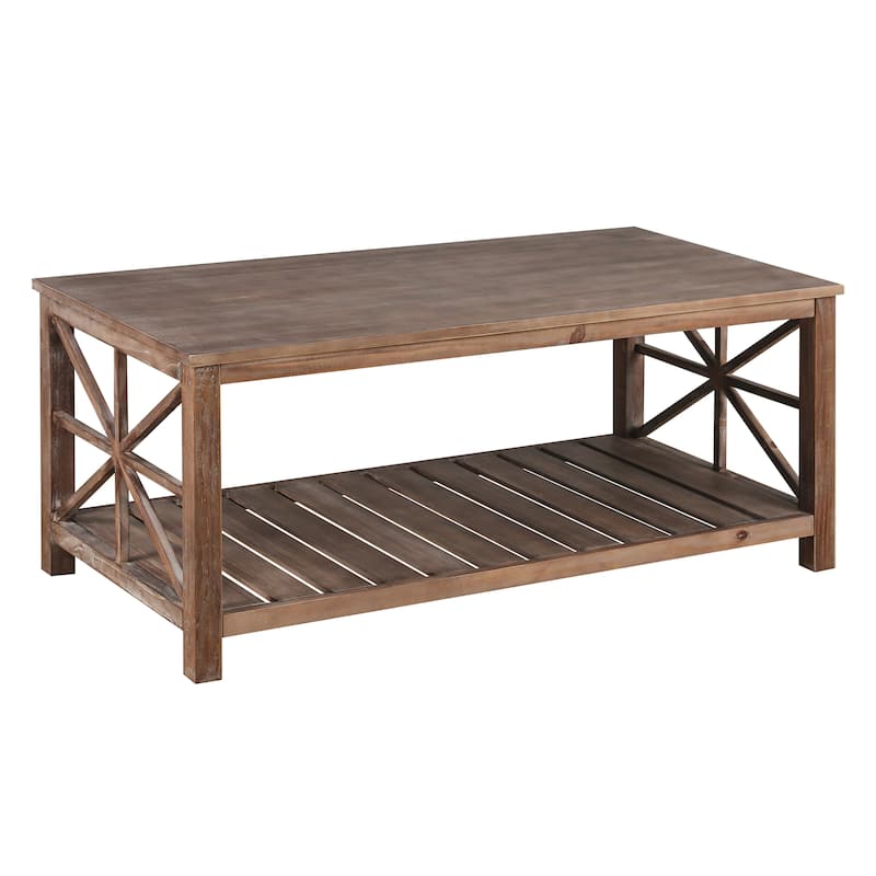 47" Modern Farmhouse Coffee Table with Storage Shelf