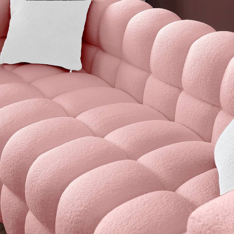 Wayna Modern Style Sofa, Sherpa Thick Cushion Double Loveseat - N/A