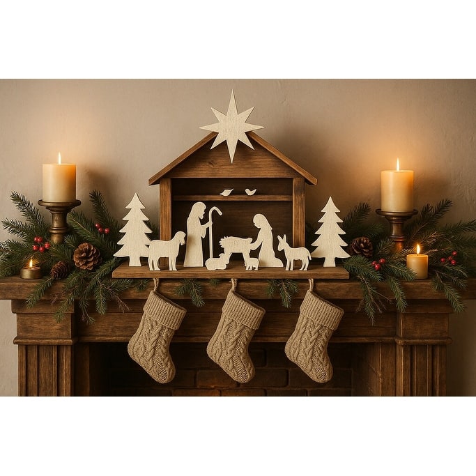 Handmade Wooden Amish Nativity Set