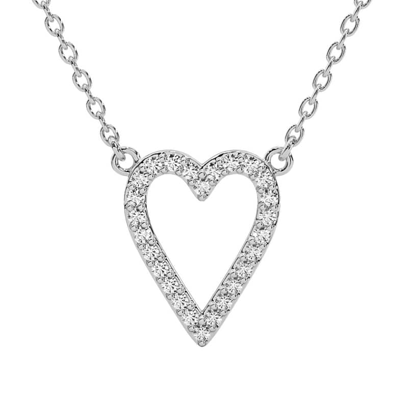 1/5Ct Diamond Heart Pendant Gold 18" Necklace Lab Grown 1/2"