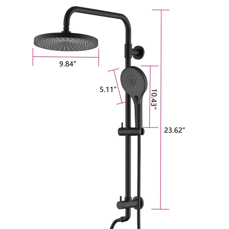 PROOX 9 Inch Rain Shower Faucet with 3-Sprayer Shower Handheld w/ Slide Bar Not Valve