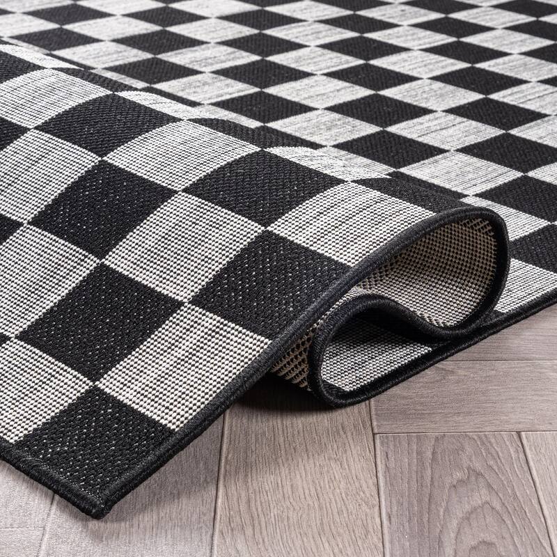 World Rug Gallery Checkered Indoor/Outdoor Flat Woven Area Rug