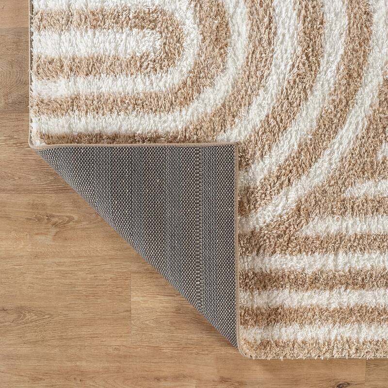 Abstract Arch Shag Rug - Medium Pile, Durable & Easy to Clean - Anthracite Dark Gray
