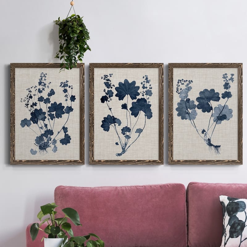 Navy & Linen Leaves II-Premium Framed Canvas - Ready to Hang - Multi-Color