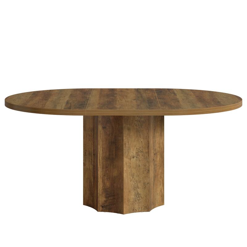 55-Inch Kitchen Table with Rounded Edge Tabletop and Wave-Shaped Base