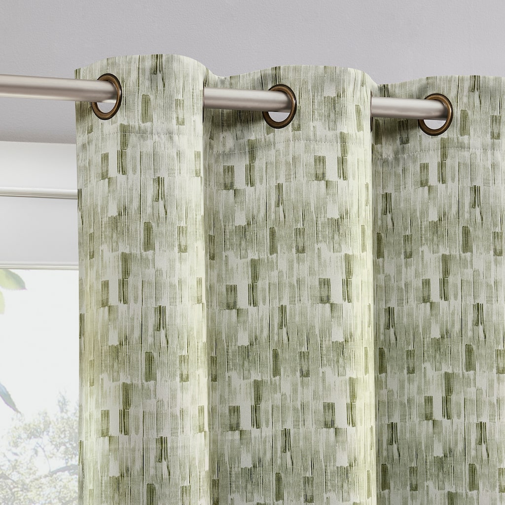 Sun Zero Vernon Monochrome Brushstrokes Magnetic Closure Total Blackout Grommet 2-Piece Curtain Panel Pair