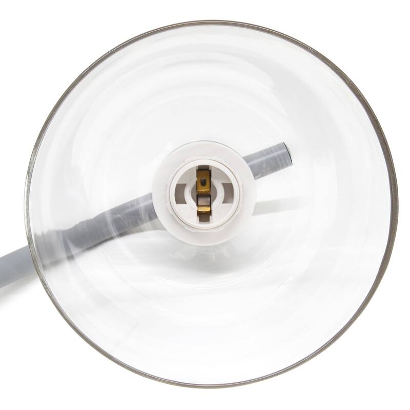 Angled Desk Lamp with Clear Ribbed Glass Shade - 15.75" - Gray