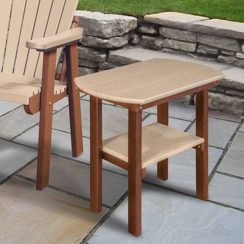 OS Home and Office Model Oval End Table Made in the USA- Weatherwood on Tudor Brown Base