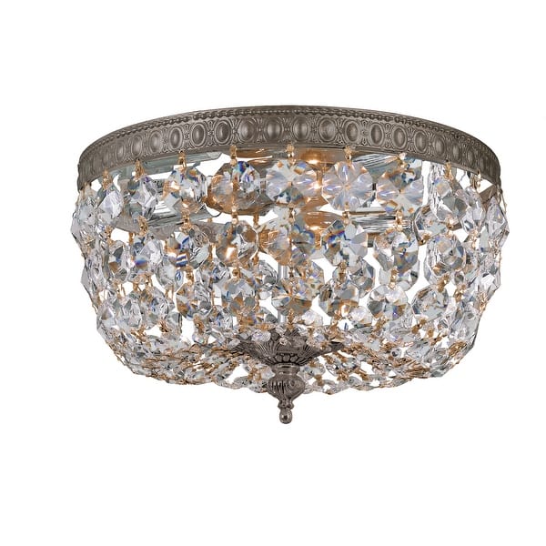slide 2 of 2, Crystorama 2 Light Clear Crystal Bronze Ceiling Mount - 10'' W x 7'' H 10'' W x 7'' H
