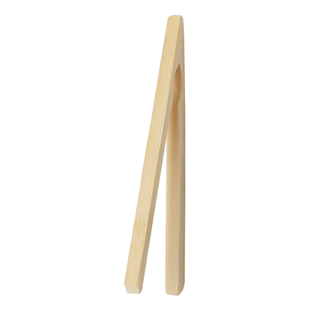 HIC 6.5" Natural Bamboo Wood Toast Tongs