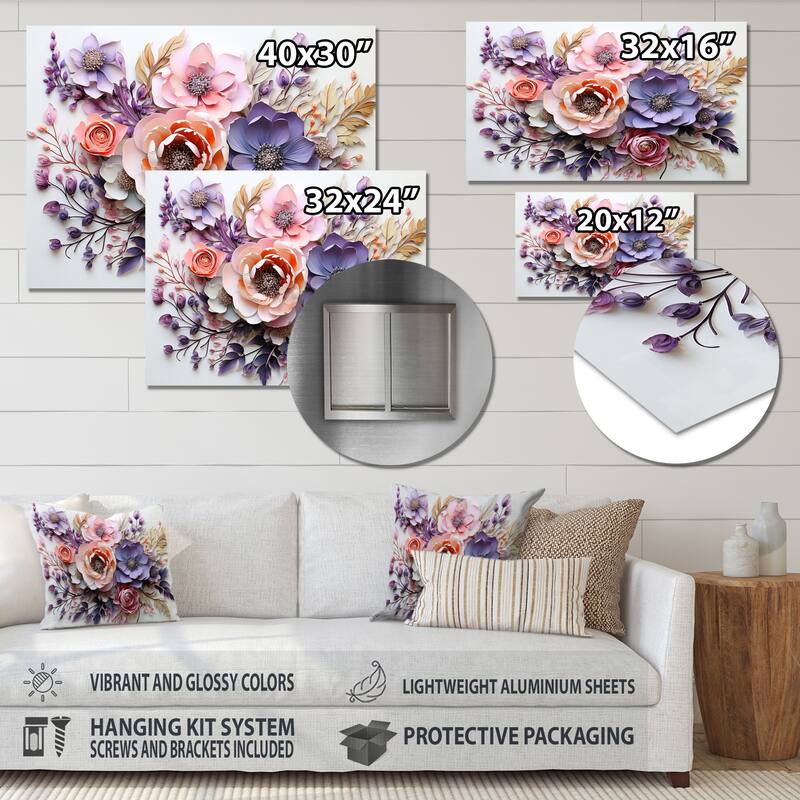 Designart "Delicate Florals Paint" Floral Metal Wall Decor