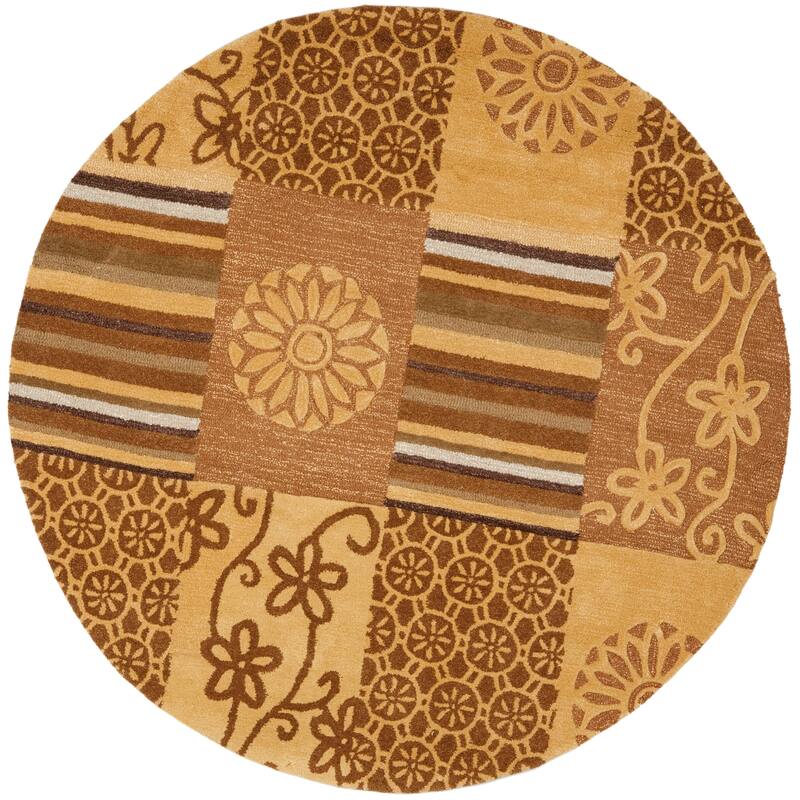 SAFAVIEH Handmade Soho Trixi Patchwork N.Z. Wool Rug - 6' Round - Beige/Multi - Round