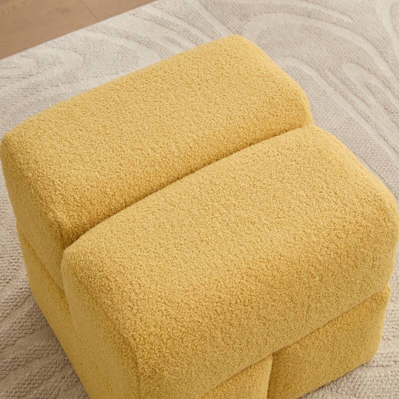 SEYNAR Modern 16.5''Faux Sherpa Square Cube Otttoman
