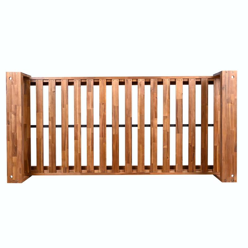 Twin Size Porch Swing Bed Seating Group, Patio Acacia Wood Swing Frame with Hemp Rope