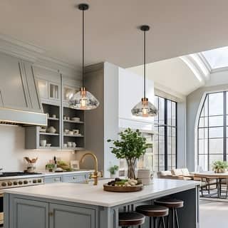 Flyn Modern 1-Light Textured Glass Pendant Light for Kitchen Island