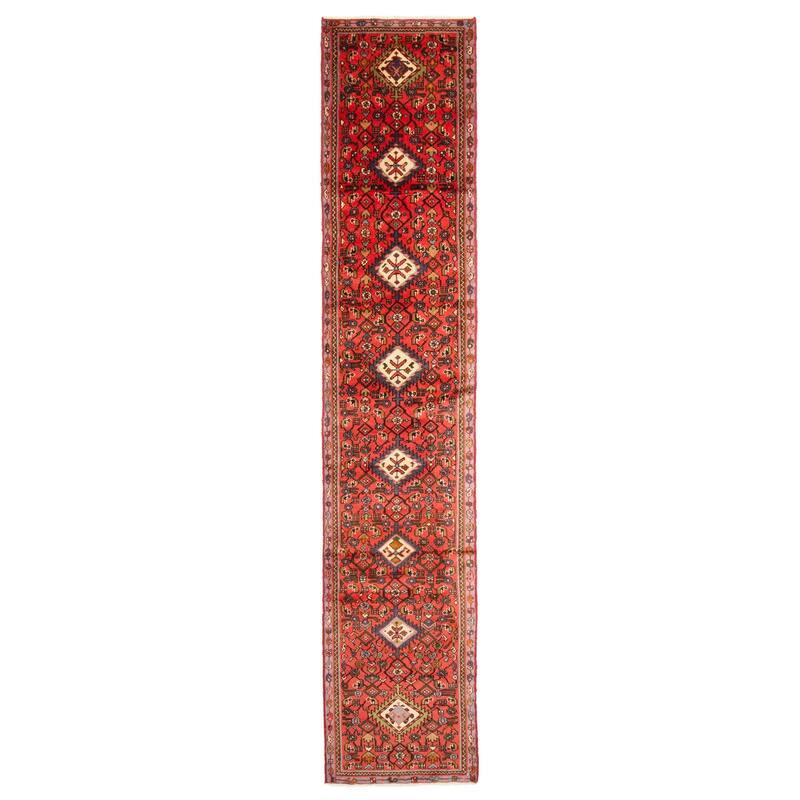 ECARPETGALLERY Hand-knotted Andelz Red Wool Rug - 2'0 x 11'6