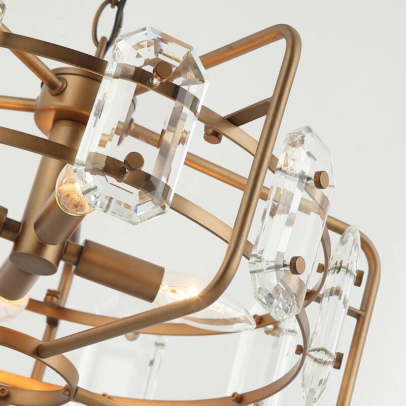 4-Light Modern Gold Crystal Chandelier Lighting - 18.11 inches Lx 18.11 inches W x 8.78 inches H