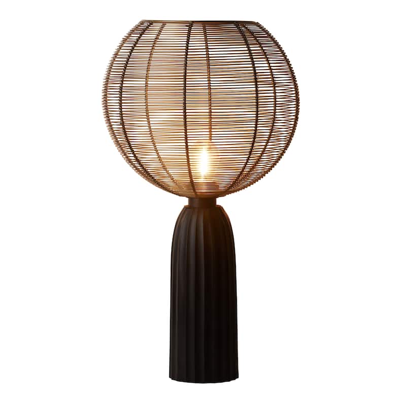 Sophia River of Goods Black Metal Base and Globe Shade 18.5-Inch Table Lamp - 10.75" x 10.75" x 18.5" - 10.75" x 10.75" x 18.5" - Brass/Black