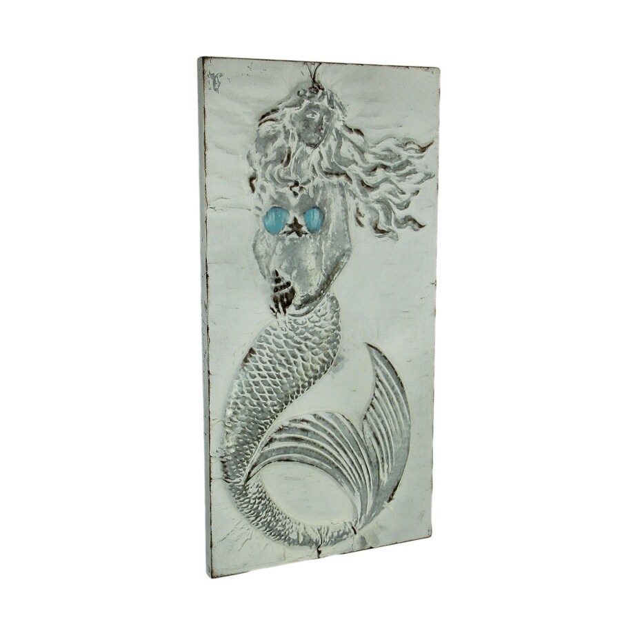 Shop Vintage White Tin Press Metal Art Mermaid Wall Decor 31 5 X